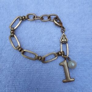 Anthropologie Gold-Toned Bracelet with Charm And Faux Pearl